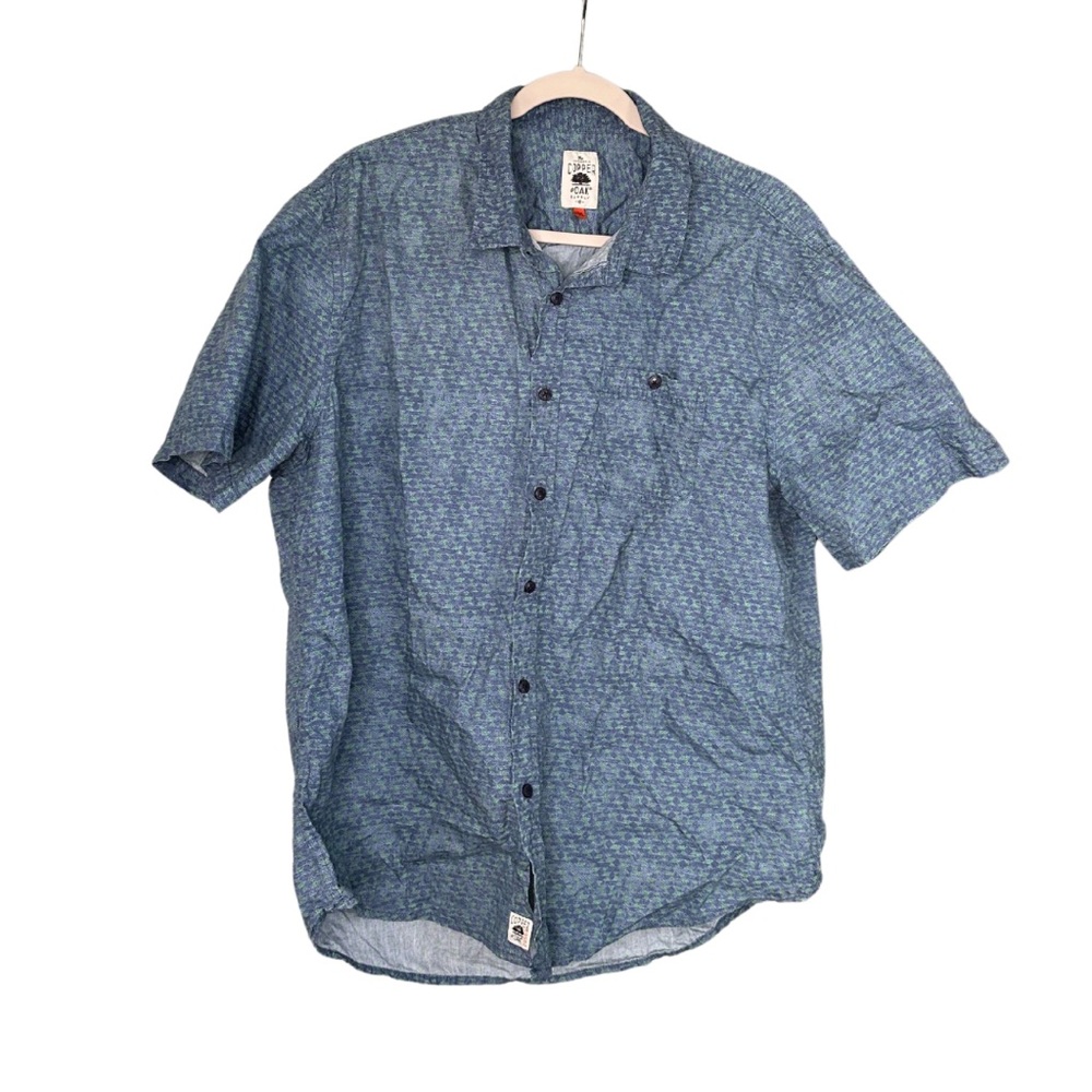 Cooper & Oak Supply Green Blue Button Up TShirt I8